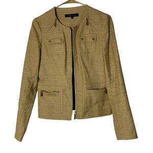 AK Anne Klein Women's Jacket Size 6 Beige Zip Front Career